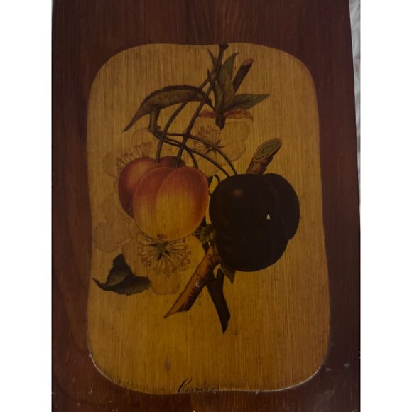 Vintage Wooden Box  Recipes or. Storage With Hand Painted Fruit  Design - Picture 2 of 11